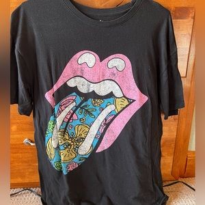 Floral Tongue Rolling Stones Decal Tee